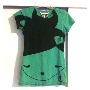 Black green Harajuku lovers T-shirt